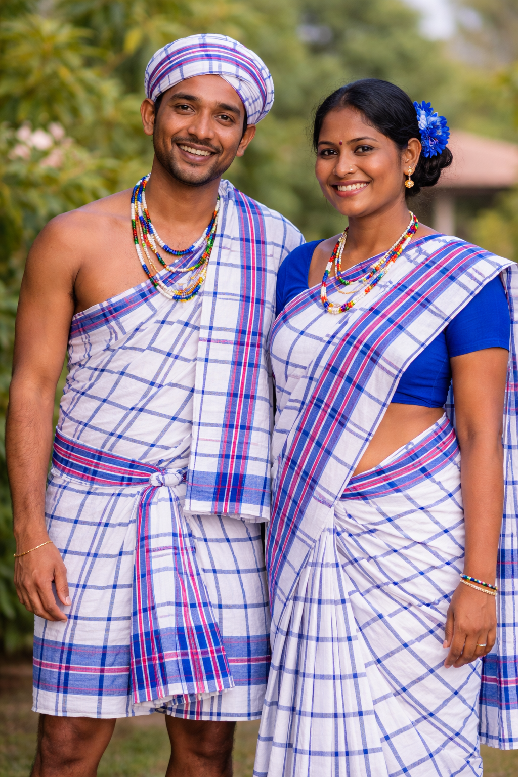 Santali Traditional Couple Kacha & Saree (Lumanag) 159140