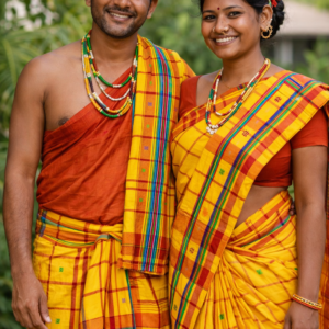 Santali Traditional Couple Kacha & Saree (Lumanag) 126769
