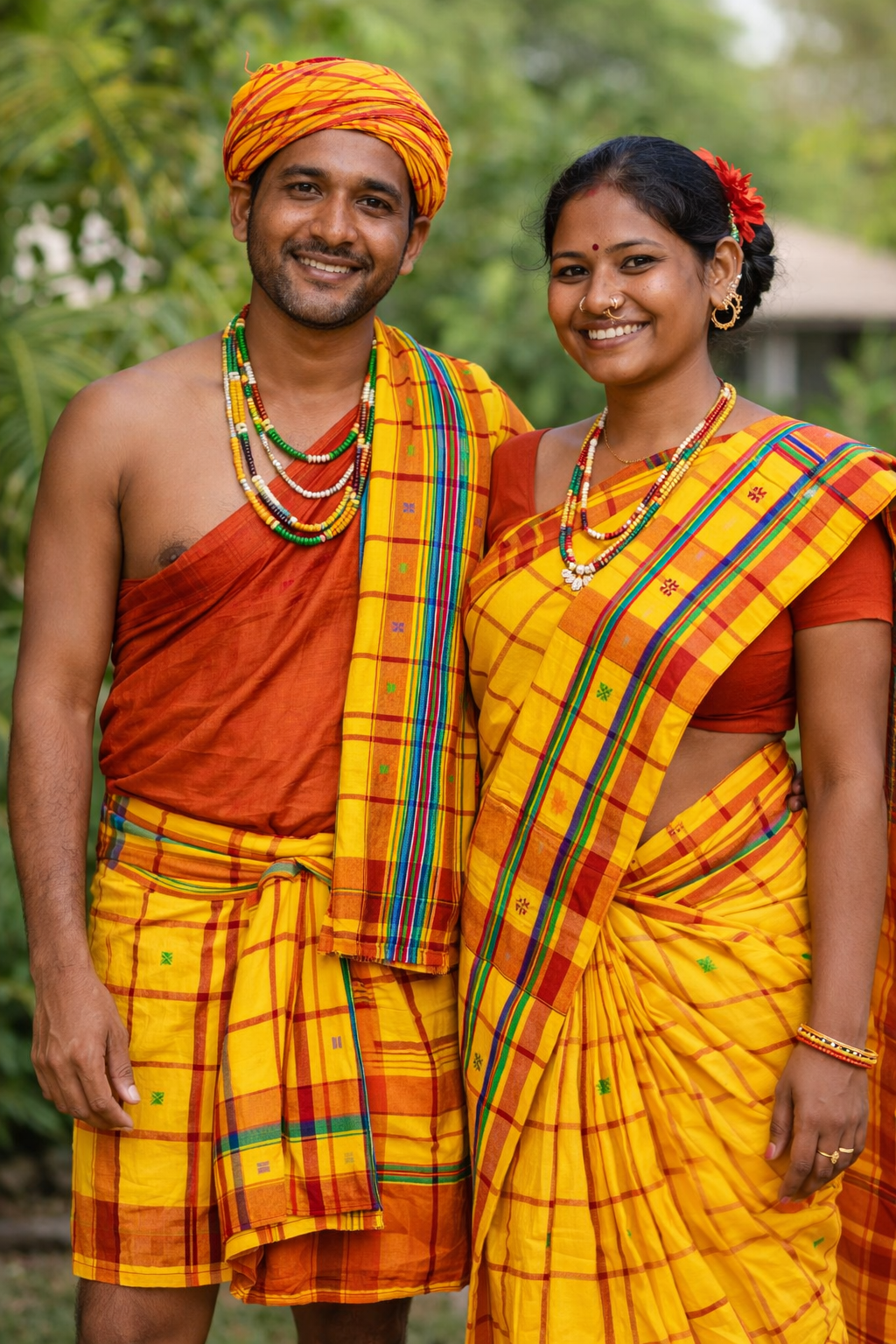 Santali Traditional Couple Kacha & Saree (Lumanag) 126769